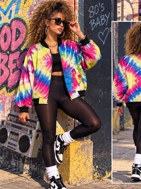 Tie-Dye Bomber Jacket - Multicolor